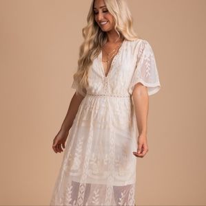 Bella Ella Lace Maxi Dress - White - Large